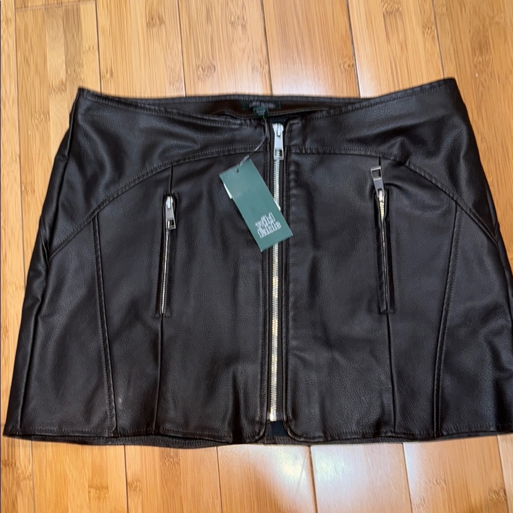 Brown Leather Mini Skirt NWT